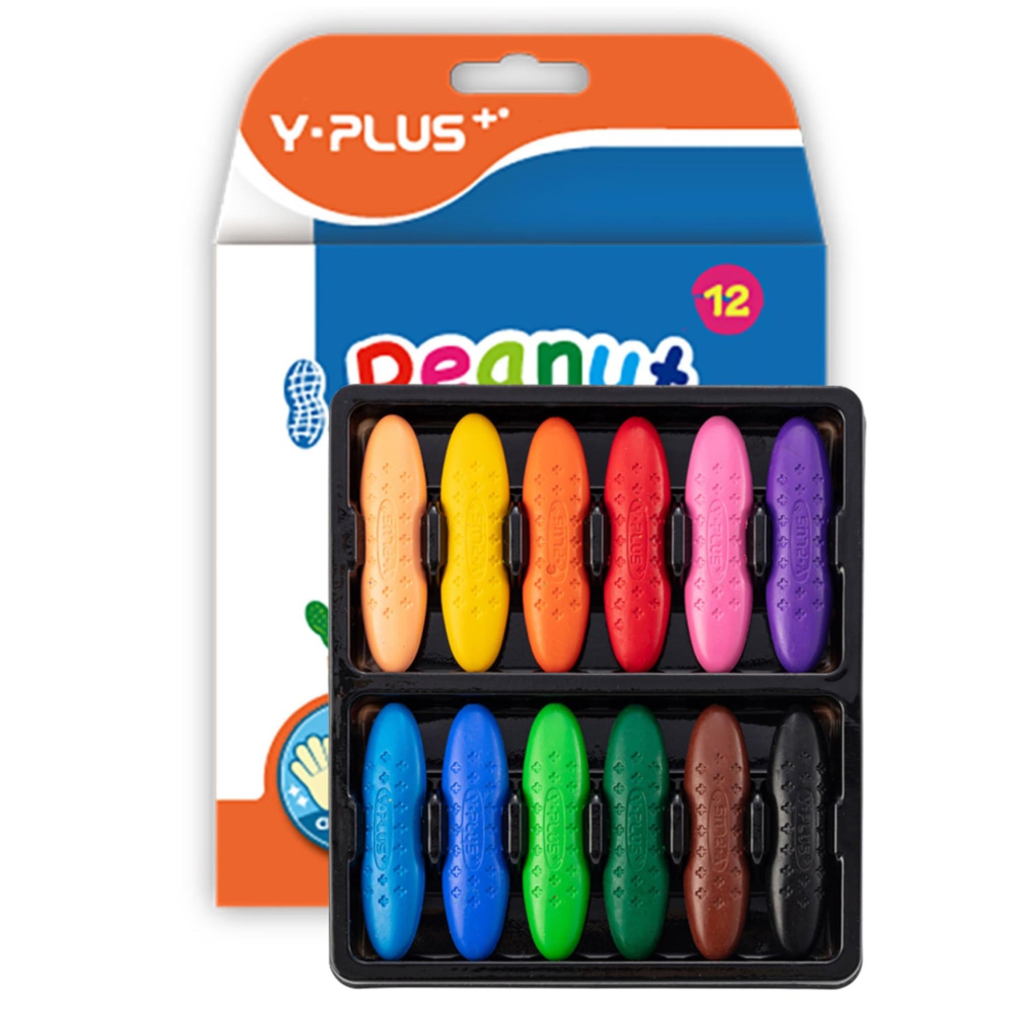 YPLUS Erdnuss Wachsmalstifte für Kleinkinder, Ungiftige Wachsmalstifte, Leicht zu Halten, Waschbare sichere Kleinkindmalstifte für Kinder Malzubehör (Pastell 24 Colors)