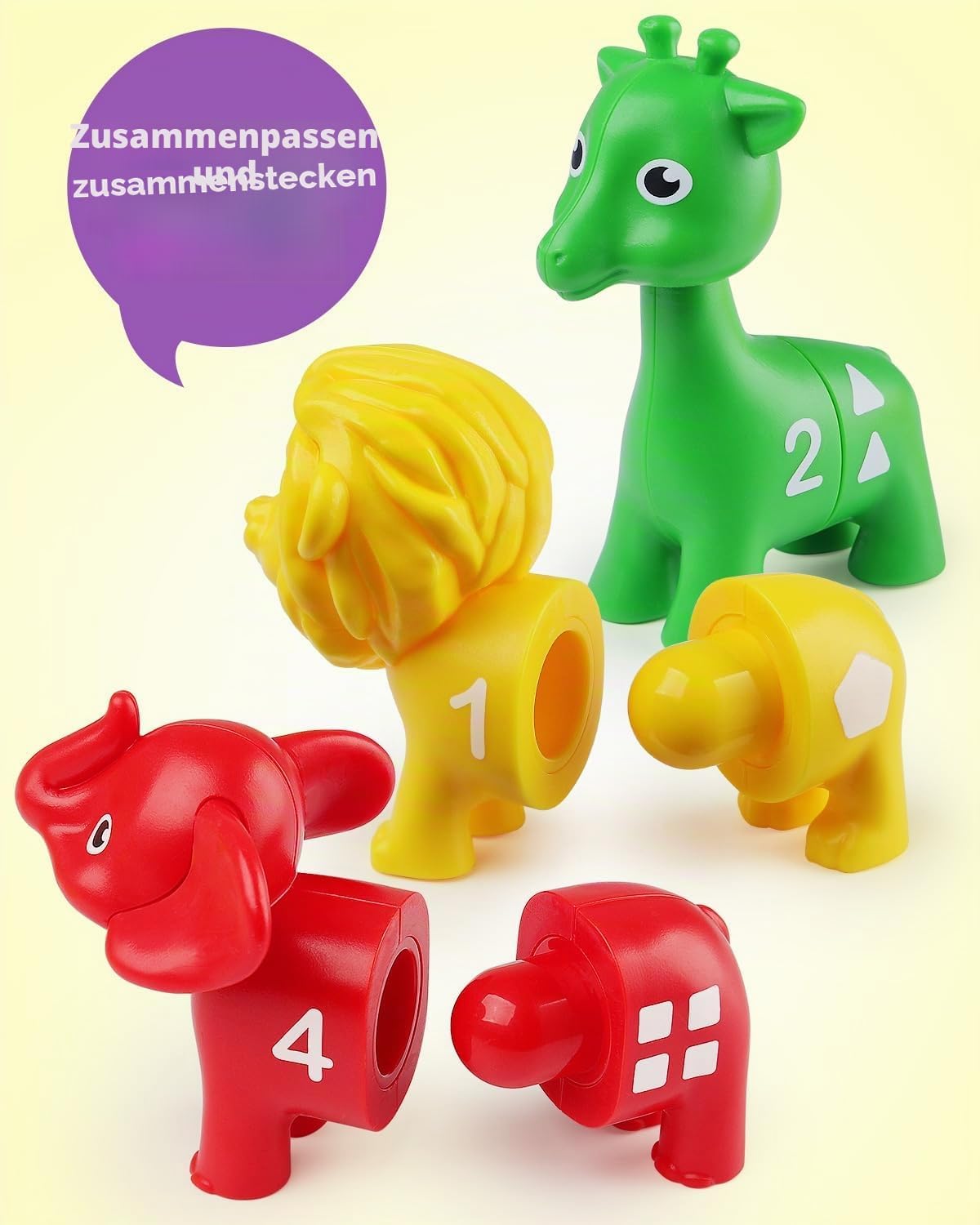 Coogam Digital Matching-Spielzeug-Set, 10 Stücke doppelseitiges Tier Zahlen-Zählspiel, Vorschule Montessori Feinmotor Fähigkeiten Mathematik-Puzzle-Spielzeug für 3-4-5 Jahre alt