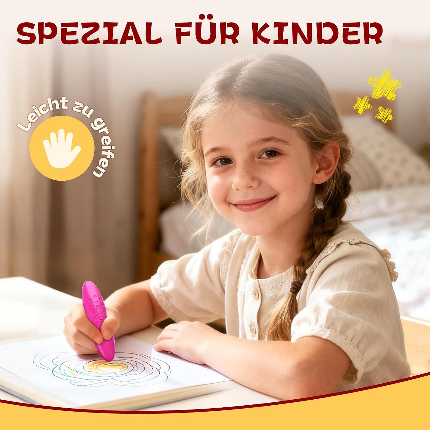 YPLUS Erdnuss Wachsmalstifte für Kleinkinder, 24 Farben, Ungiftige, Leicht zu Halten, Waschbare sichere Kleinkindmalstifte für Kinder Malzubehör