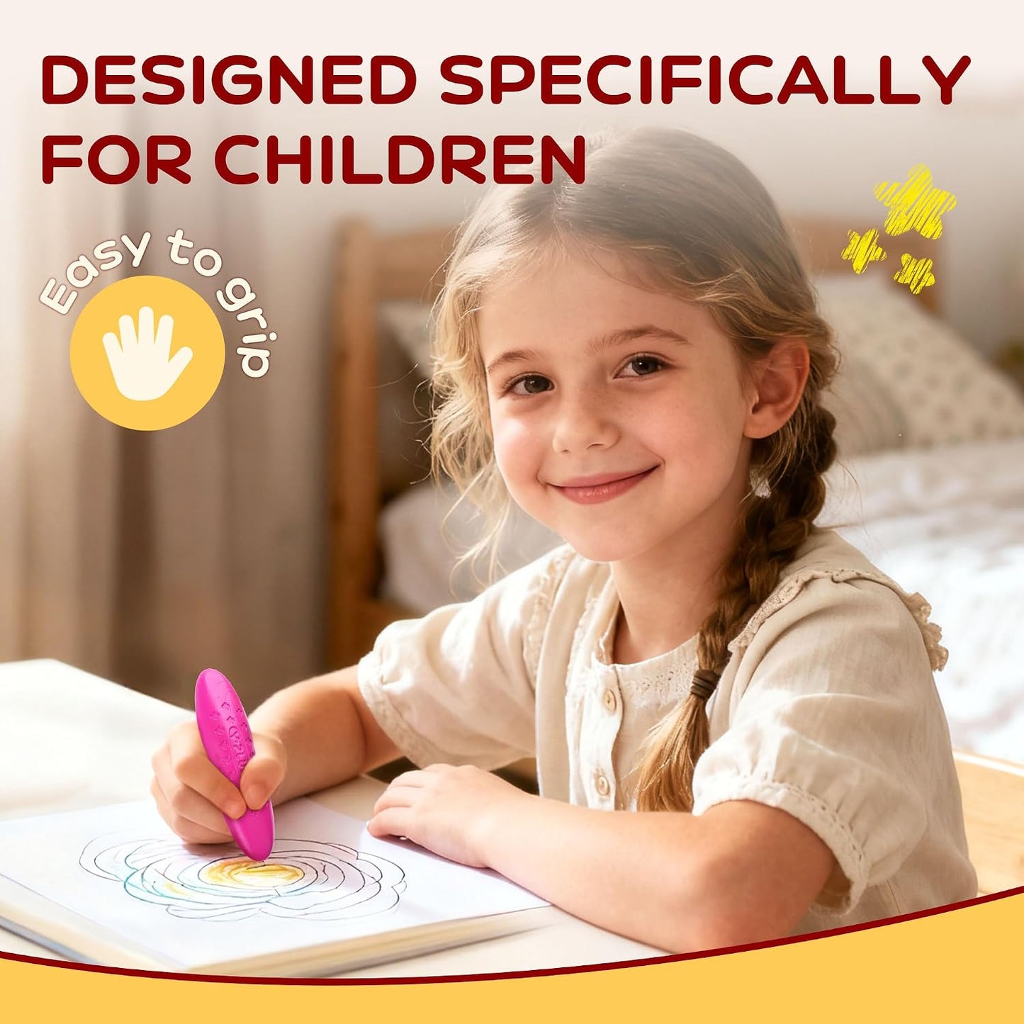 YPLUS Erdnuss Wachsmalstifte für Kleinkinder, Ungiftige Wachsmalstifte, Leicht zu Halten, Waschbare sichere Kleinkindmalstifte für Kinder Malzubehör (Pastell 24 Colors)