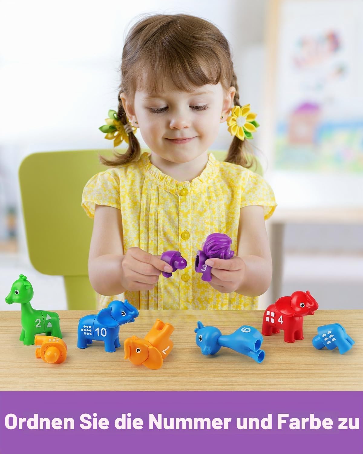 Coogam Digital Matching-Spielzeug-Set, 10 Stücke doppelseitiges Tier Zahlen-Zählspiel, Vorschule Montessori Feinmotor Fähigkeiten Mathematik-Puzzle-Spielzeug für 3-4-5 Jahre alt