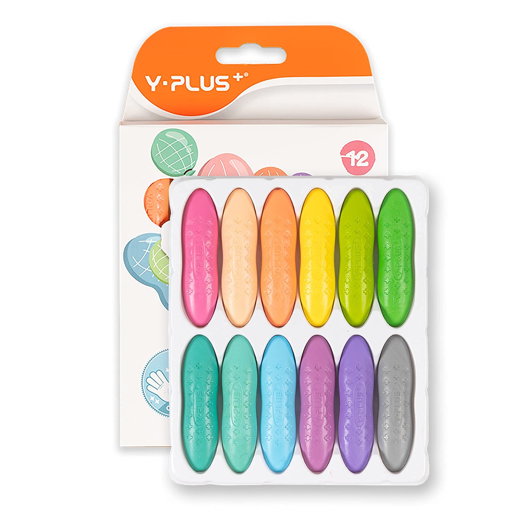 YPLUS Erdnuss Wachsmalstifte für Kleinkinder, Ungiftige Wachsmalstifte, Leicht zu Halten, Waschbare sichere Kleinkindmalstifte für Kinder Malzubehör (Pastell 24 Colors)