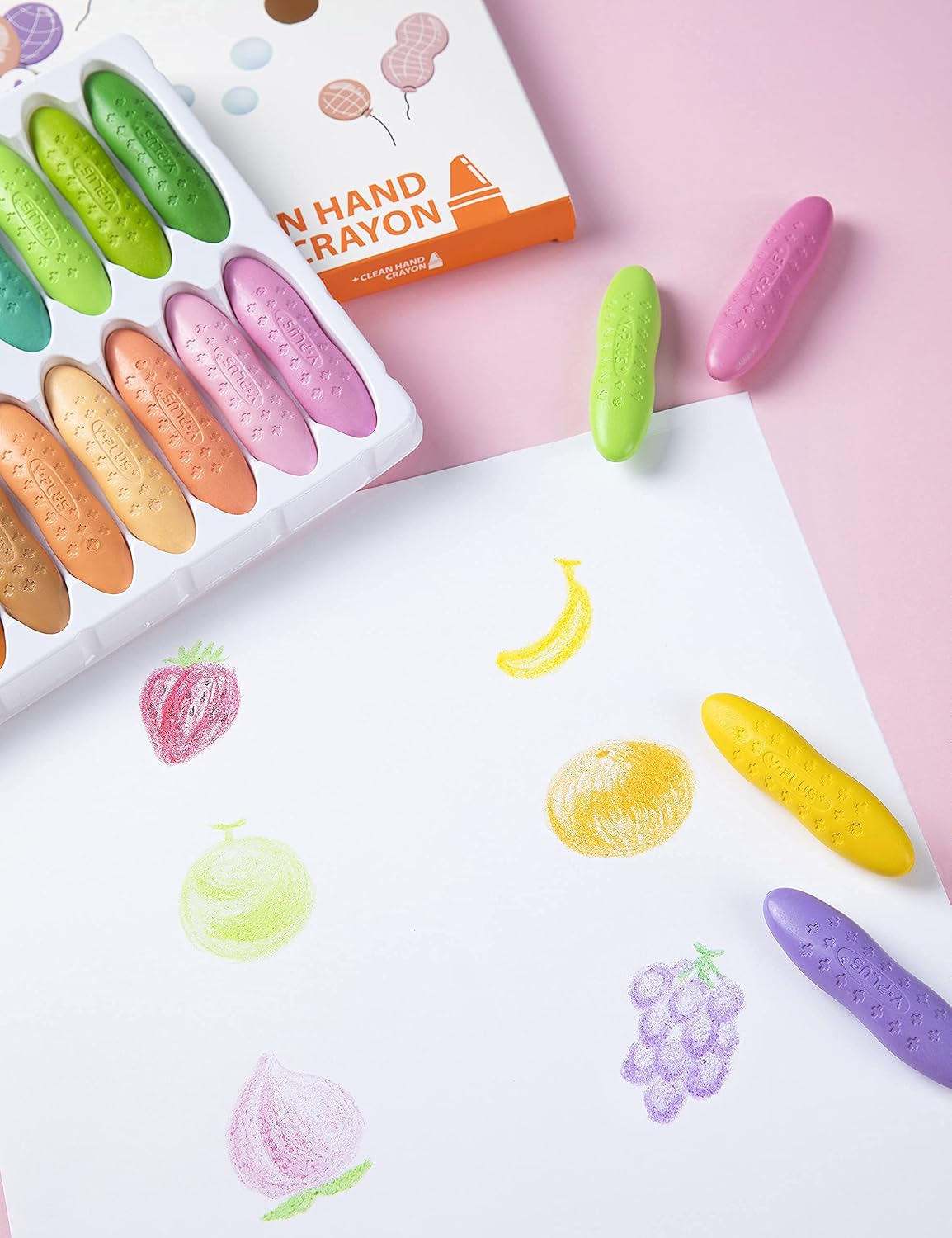 YPLUS Erdnuss Wachsmalstifte für Kleinkinder, Ungiftige Wachsmalstifte, Leicht zu Halten, Waschbare sichere Kleinkindmalstifte für Kinder Malzubehör (Pastell 24 Colors)