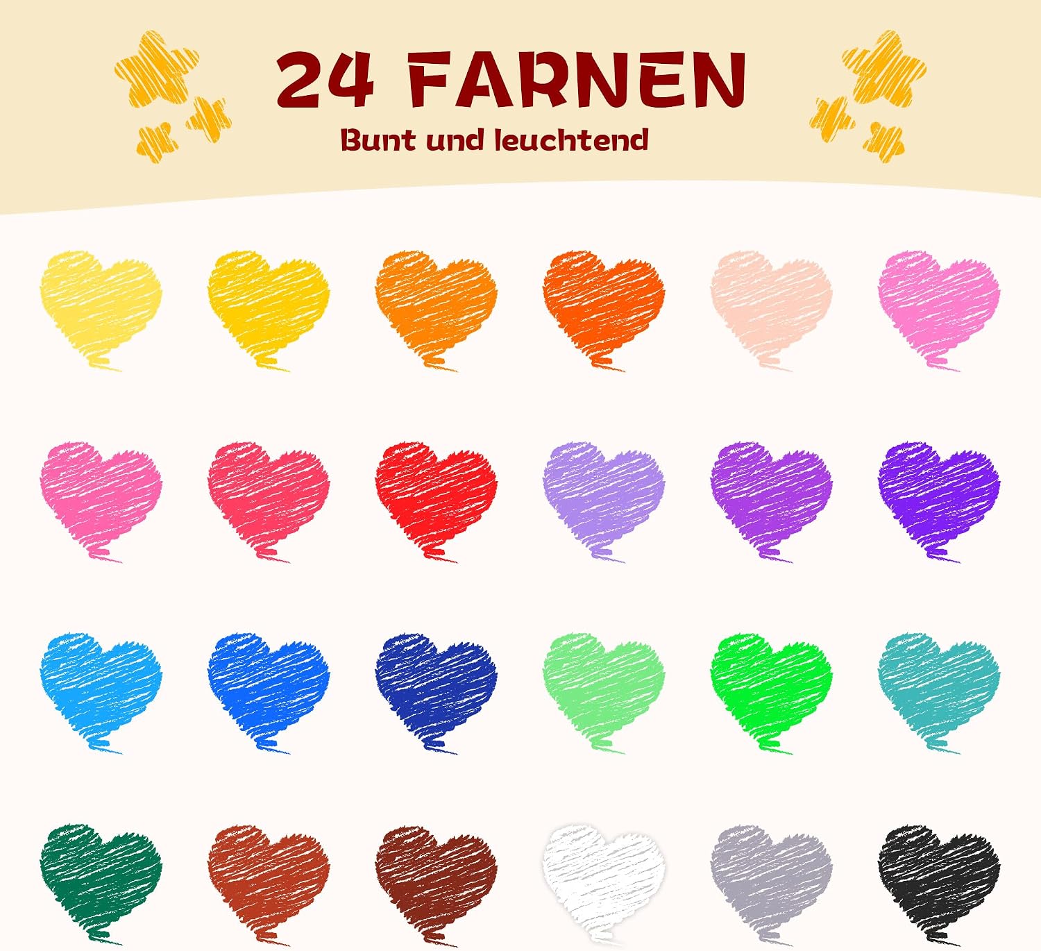 YPLUS Erdnuss Wachsmalstifte für Kleinkinder, 24 Farben, Ungiftige, Leicht zu Halten, Waschbare sichere Kleinkindmalstifte für Kinder Malzubehör